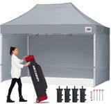 ABCCANOPY 3x4.5M Pop Up Gazebo Canopy Commercial Tents Market stall with 4 Removable Sidewalls and Roller Bag Bonus 4 Weight Bags (Grey)