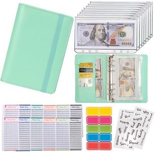 NICOOTH Budget Binder A6 Money Saving Binder with Zipper Cash Envelopes