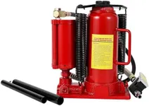 12 Ton Air Hydraulic Bottle Jack, Pneumatic Hydraulic All Welded Bottle Jack w/Manual Hand Pump and Handle, Heavy Duty Car Pickup Truck RV Auto Repair Lift, 40000 Lbs, Red