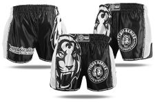 Tiger Pro Muay Thai Boxing Shorts for Training and Kick Boxing, Combat Sports - Multiple Color Options (CA/US, Alpha, X-Large, Regular, Regular, White/Black)