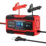 Sounce 10-Amp 12V & 24V Fully Automatic Smart Car Battery Charger: Battery Maintainer, Trickle Charger & Desulfator with Intelligent LCD Display, Advanced Repair Mode – Compatible with AGM, Gel, SLA