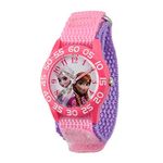 Disney Kids' W001790 Frozen Elsa and Anna Watch, Pink Nylon Band