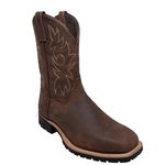 Ad Tec Men's Western Cowboy, Wide Calf Square Toe Safety Work Boot, Brown, 12