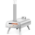 BIG HORN Pizza Oven Outdoor Wood Pellet Pizza Oven Countertop 16” Portable Wood Fired Pizza Maker Stainless Steel Pizza Grill with Pizza Stone, Built-in Thermometer Pizza Stove for Outside Backyard