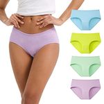 INNERSY Women's Mid Rise Cotton Underwear Ladies Soft Hipster Panties 4-Pack(Spring Garden,Large)