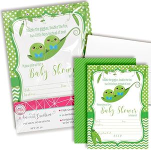 Two Peas in a Pod Twin Boy Baby Shower Invitations 20 5"x7" Fill in Cards with Twenty White Envelopes by AmandaCreation