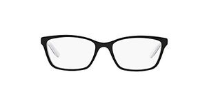 Ralph by Ralph Lauren Women's RA7044 Prescription Eyewear Frames, Shiny Black On White/Demo Lens, 52 mm