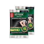 Streax Insta Shampoo Hair Colour For Unisex, Enriched With Almond Oil & Noni Extracts, Long-Lasting Instant Colour - Natural Black, 18ml (Pack Of 16)