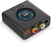 1Mii Bluetooth Receiver for HiFi Music Streaming Sound System, Bluetooth Audio Adapter Works with Phone/Tablet, RCA/3.5mm Audio Outputs to Speakers, 12H Playtime, with on/off Switch