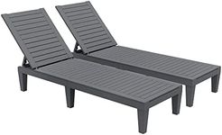 YITAHOME Outdoor Chaise Lounge Chairs Set of 2 with Adjustable Backrest, Sturdy Loungers for Patio & Poolside, Easy Assembly & Waterproof & Lightweight with 265lbs Weight Capacity, Dark Grey