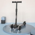 Baybee Alpha Kick Scooter for Kids, Smart 3 Wheel Kids Scooter with 4 Height Adjustable Handle, Runner Scooters with Led PU Wheels & Brake, Skate Scooters for Kid 3 to 10 Years Boys Girls (Black)