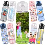 Personalized Water Bottle with Names Photo, Custom Plastic Water Bottles with handle Customized for Sport Travel Camping Gift 26oz Photo Name