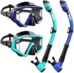 Aegend Snorkel Diving Mask for Adult Men Women – Diving Goggles Anti-Fog Tempered Glass Lens | for Adult Snorkeling, Swimming & Diving Gear (Light Blue & Dark Blue-2 Pack)