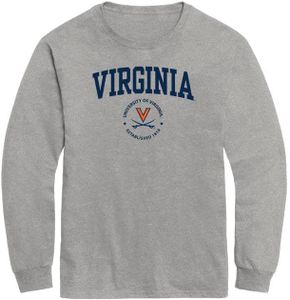 Ivysport UVA University of Virginia Cavaliers T-shirt à manches longues unisexe pour adulte, patrimoine, anthracite, taille L