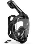 EMSINA-Full Face Snorkel Mask Adult The Perfect Snorkeling Gear for Adults and Kids, Upgrade Dry Top Breathing System-New flowtech design- Foldable Panoramic View, Anti Leak&Fog_BlackL/XL