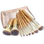 Matto Make-up Brushes 9-Piece Bamboo Makeup Brush Set with Make Up Brushes Travel Cosmetics Bag