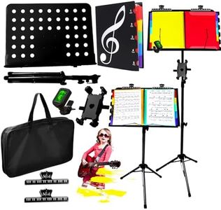 Lightweight Portable Folding Music Sheet Stand, Folder 6/1 Set. Guitar Ukulele Bass Band Choir Praise Violin Club Instruments Players Use. (Black)