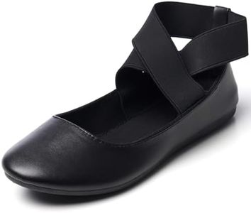 Alpine Swiss Peony Womens Ballet Flats Elastic Ankle Strap Shoes Leatherette Black 7 M US