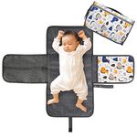 LEADSTAR Portable Nappy Changing Mat, Diaper Changing Pad with Head Cushion Pockets, Waterproof Foldable Infant Baby Changing Pad Kit for Home Travel Outside (White)