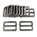 DGOL 10pcs 1" Zinc Alloy Slider Tri-Glide Buttons Webbing Strap Tri Glide Adjustable Buckle Fasteners (Gun Metal)