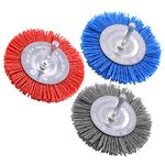 Swpeet 3Pcs 3Inch 80# 120# 240# Abrasive Nylon Wheel Brush Set with 1/4 Inch Shank, 3 Grit Nylon Drill Brush Set Perfect for Removal of Rust/Corrosion/Paint - Reduced Wire Breakage and Longer Life