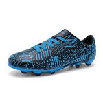 GWMDKI Boys Football Shoes Girls FG/AG Soccer Athletics Training Sport Running Shoes Profession Competition Teenager Indoor Outdoor Cleats Sneakers Blue 2UK