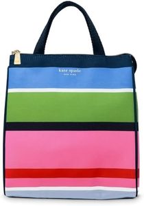 Kate Spade New York Cute Lunch Bag for Women, Large Capacity Lunch Tote, Adult Lunch Box with Silver Thermal Insulated Interior Lining and Storage Pocket, Sunny Day Stripe