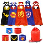 Kids Dress Up Superhero Capes Set Toys Costumes Party Favors Christmas Cosplay For Girls Boys(5pcs capes with Slap Bracelets)