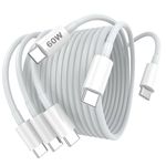 3Pack USB C Cable 10ft, USB C to USB C Cable, 60W USBC Type C Fast Charging Cord 10 ft for iPhone 16 15/Pro/Plus/Pro Max, iPad Mini 6/ Pro 2021, iPad Air 4, MacBook Pro 2020, White