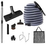 Ovo Central Vacuum Standard Accessories Kit, with 50ft Low-Voltage Hose, ON/Off Switch Control at The Handle, 12’’ Combo Brush and Accessories, for Hard Surfaces and Carpets