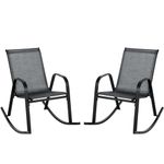 COSTWAY Garden Rocking Chairs Set of 2, Ergonomic Outdoor Rocking Armchairs Relax Porch Rocker, Metal Frame Patio Rocking Seat Deck Chairs for Balcony, Lawn, Backyard and Poolside (Black)