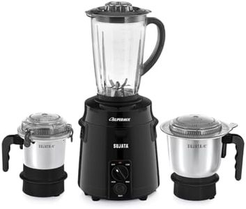 Sujata Supermix Mixer Grinder | 900 Watts Double Ball Bearing Motor | 22000 RPM | Non-Stop 90 Mins Running | 3 Jars including 1750ml Blender, 1000ml Grinder, 500ml Chutney Jar | Black