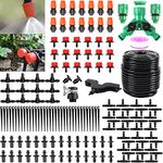 Cokacot 164FT Drip Irrigation Kit Automatic Watering System DIY Misting System with Adjustable 8-Hole Drippers/Misting Nozzles/Tube Cutter/Adapters for Greenhouse Garden Flower Bed Patio(160pieces)