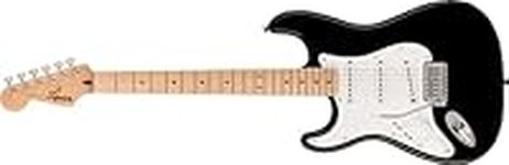 Squier by Fender Sonic Stratocaster Electric Guitar, Left-Handed, Maple Fingerboard, White Pickguard, Black