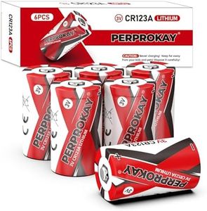 perprokay CR123A 3V Lithium Battery 6 Pack, 123A 3 Volt Max-Powered Batteries, Long-Lasting 10-Year Shelflife CR17345, 1500 mAh CR 17335 Battery for Flashlights, Home Security Devices...6 Count