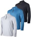 Real Essentials Mens Big and Tall King Size Quarter 1/4 Zip Pullover Long Sleeve Athletic Dry Fit Shirt Gym Running Golf Half Zip Top Workout Sweatshirts Sweater Jacket, Set 7, 5X, Pack of 3