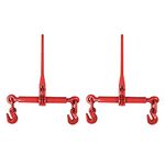 EA004A Heavy Duty Ratchet Lever Load Binder 1/2" or 5/8" w/Grab Hooks 13000 Lbs Working Load Limit, Red, 2 Pack