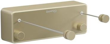 Danpoo Retractable Clothesline Indoor/Outdoor, Double Clothes Lines Retract with 13.8 Ft Steel Wire, Laundry Drying Line, Gold