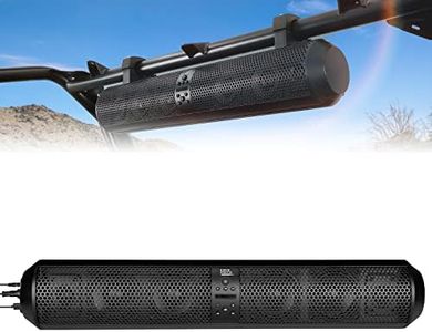 kemimoto UTV Sound Bar SXS Speaker Wireless Control Bluetooth Compatible X3 SoundBar with 2X Tweeter and 4X Subwoofer Compatible with Polaris Can am Honda CForce, for 1.56"- 2.25" Roll Cage