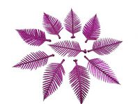 PRANSUNITA Flower Making Glitter Designer Leaves with Stem, 10 cm Length for Weddings, Valentine, Party Baby Shower Home Decoration Crafts, Pack of 15 pcs, Color- Purple