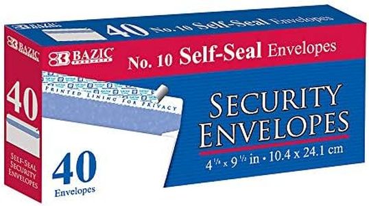 BAZIC Security Self Seal Envelope 4 1/8" x 9 1/2" #10, No Window Tint Pattern Mailing Envelopes, Peel & Seal, Office Checks Invoices (40/Pack), 1-Pack