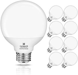 hansang 8 Pack G25 LED Globe Light Bulbs 4000K Natural Daylight, E26 Base Bathroom Light Bulbs, 60W Incandescent Equivalent, Vanity Mirror Round Light Bulbs, 500LM, Non-Dimmable