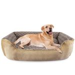 JOEJOY Dog Bed Large Washable - Calming Dog Bed Anti-Anxiety Dog Bed Rectangle Dog Bed with Soft Cosy Plush - Pet Bed Size Small | Medium | Large Mattress Mat For Dog, Beige