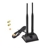 Eightwood 2.4GHz 5GHz Dual Band WiFi Antenna RP-SMA Male Connector with SMA Male to RP-SMA Female Adapter (2-Pack) for PCI-E WiFi Network Card USB WiFi Adapter Wireless Router Hotspot