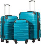 Coolife Luggage Expandable(only 28") Suitcase 3 Piece Set with TSA Lock Spinner 20in24in28in (lake blue)