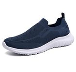 TIOSEBON Mens Slip on Trainers Casual Tennis Sneakers Lightweight Running Walking Shoes 7 UK Navy