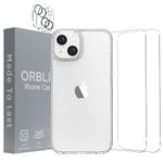 Orblix 5 in 1 Clear Case For iPhone 15 - Case + 2 Screen Protectors + 2 Camera Protector-Anti Yellow German Coating with Military Grade Drop Protection-Case for iPhone 15 6.1 inch(2023)