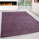 RUGSTORE Shaggy Rugs Soft Touch Plain Violet 35 MM Extra Large Living Room Bedroom Indoor Shaggy Rug for Dining Rooms Kids play Room High Pile Runner (160 X 230 CM, MAUVE)