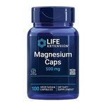 Life Extension, Magnesium Caps, 500mg, 100 Vegan Capsules, high-Strength Minerals Supplement, Gluten-Free, Vegetarian, SOYA-Free, Non-GMO, with Magnesiumcitrate