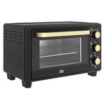 HOMCOM Mini Oven, 16L Countertop Electric Grill, Toaster Oven with Adjustable Temperature, 60 Min Timer, Crumb Tray, Baking Tray, Wire Rack, Tray Handle, 1400W, Black